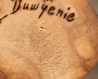 Joe Duwgenie signature on Hopi kachina