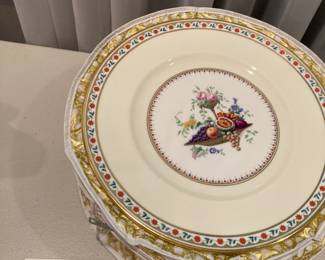 12 Service plates made by Cauldon in England for Tiffany & Co.  Beautifully decorated.