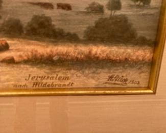 Framed signed 1903 watercolor