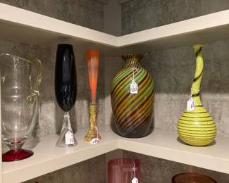 Colorful art glass, most signed