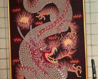 Framed textile (signed) art from Bali