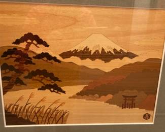 Framed Japanese wood art