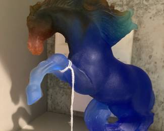 Daum Pate de Verre rearing horse