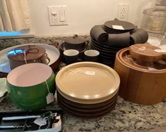Dansk, plates, cheese board, ice bucket Covered casserole, small, Large Dansk bowl