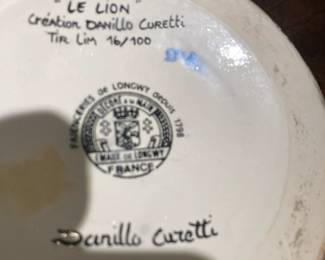 marks on Lion vase, signature of artist