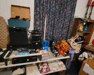 Stero equipment plus shower curtains, etc