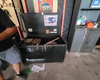 NOTE:  Grey metal shelf to right NOT FOR SALE.  However, big black metal  storage is for sale