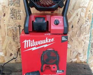 Milwaukee Jobsite Fan With Charger And Two Batteries