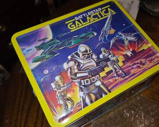 Battlestar Galactica Lunch Box filled with Uncompleted model figures