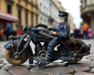 Hubley 1930s Champion Cast Iron Police Motorcycle