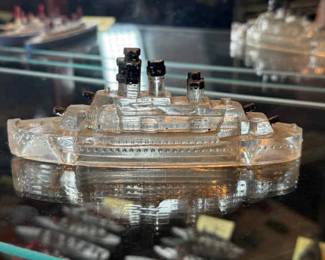 Vintage Victory Glass Battleship Candy Container