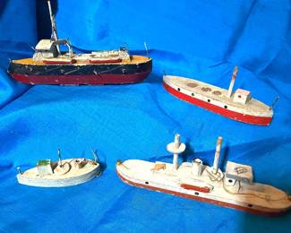 Antique Carved Wooden Miniature Ships