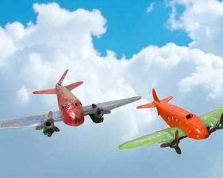 Two Wyandotte Pressed Steel Toy Airplanes
