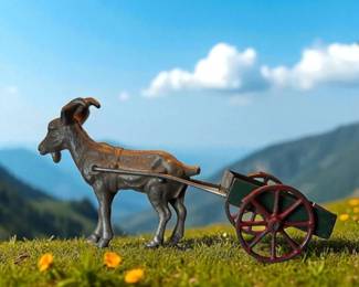 Vintage Cast Iron Goat Cart