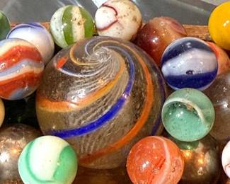 Vintage Latticinio Core Marble Others In Vintage Wood Boat