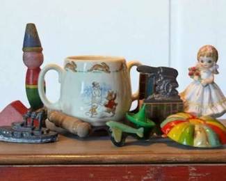 Bunnykin Mug, Josef Original Vintage Doll, Tin Metal Miniatures 