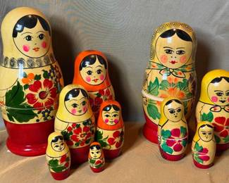 Two Sets of Matryoshka dolls or Russian Nesting Dolls