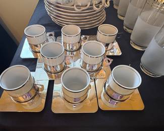 Vintage MCM Silverplate Demitasse Set