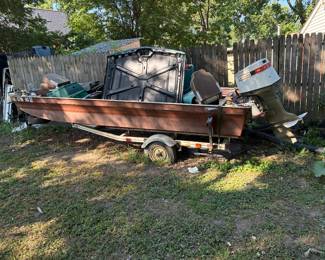 BOAT W/TRAILER AND ENGINE AS IS