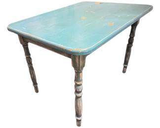 Childs Blue Wooden Spool Leg Table