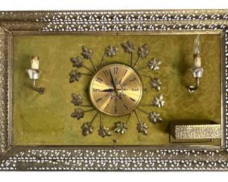 MidCentury Electric Clock w Sconces