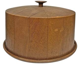 MidCentury Faux Wood Plastic Cake Carrier