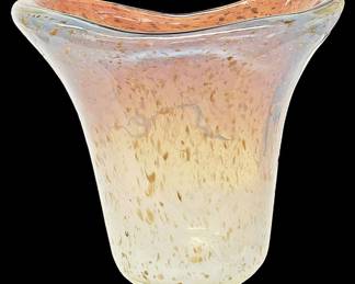 Hand Blown Heavy Art Glass Vase