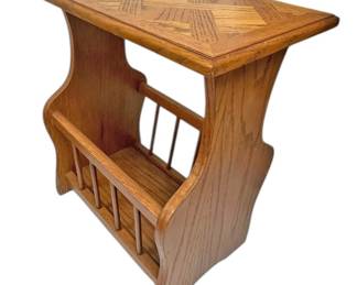 Oak Side Table with Magazine Rack
