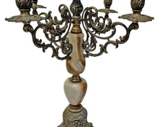 Stunninb Metal Marble 5Arm Candelabra