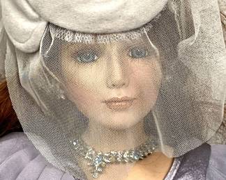 Vintage Porcelain Doll w Elegant Dress