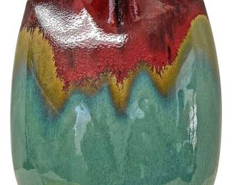 Oxblood Red Turquoise Art Pottery Vase