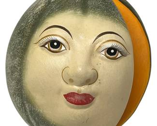 Round Ceramic Face Sculpture, Mexico