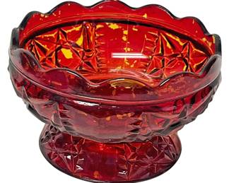 Red Flashed Glass Pedestal Bowl