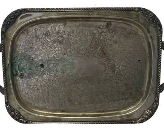 Ornate Silver Plate Footed Serving Tray