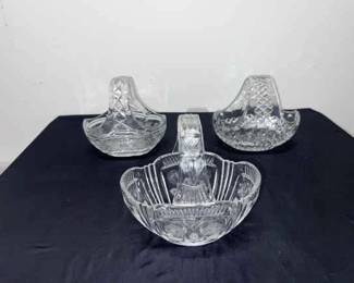 Three Heavy Glass Baskets
