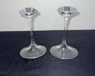 Two Clear Glass Kosta Boda Candlesticks