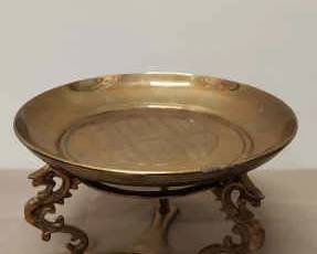 Vintage Chinese Brass Bowl On A Stand. 