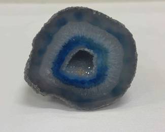 Blue White Crystal Slice Polished Geode