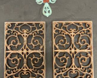 Wrought Iron Trivets Cross Wall Hanging