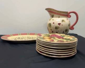 Fruitthemed Dish Set with Platter  Pitcher