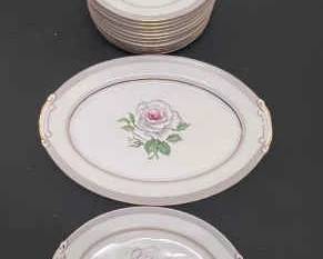 Pink Rose Sone China 2  Dinner Plates  Platters