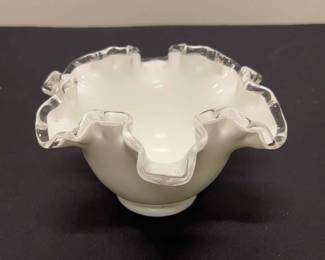 Fenton Milk Glass Ruffled Edge Bowl