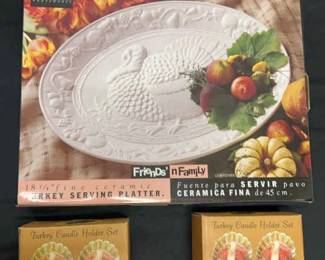 Thanksgiving Platter Turkey Candle Holders
