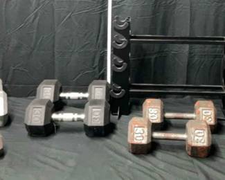 Five Sets of Dumbbells with Various Weights
