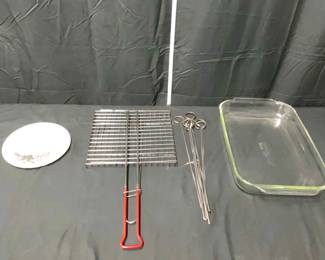 Cheese Plate, Skewers, Pyrex Pan Grill Basket