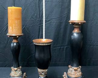 Ornate Neoclassical Pedestal Candle Holders 2 Vase