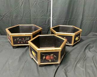 Set of 3 Vintage Nesting Hexagonal Planters