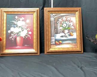 Oil Paintings, Decorative Glass Orbs 2 Floral Arrangements