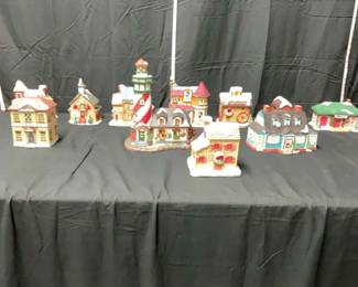 Collection Christmas Village Pieces Figurines from Various Makers