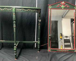 Vintage Framed Mirror Console Table